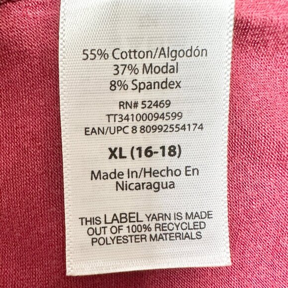 Time and Tru Cami Tank Top Womens XL 16-18 Red Adj Strap Soft Lightweight Top - Picture 7 of 11